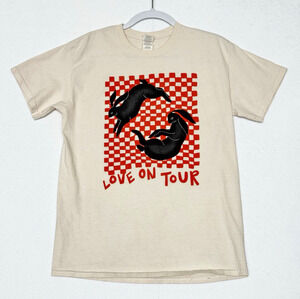 Harry Styles LOVE ON TOUR 2021 Rabbits T-Shirt Cream Checkerboard Size Medium